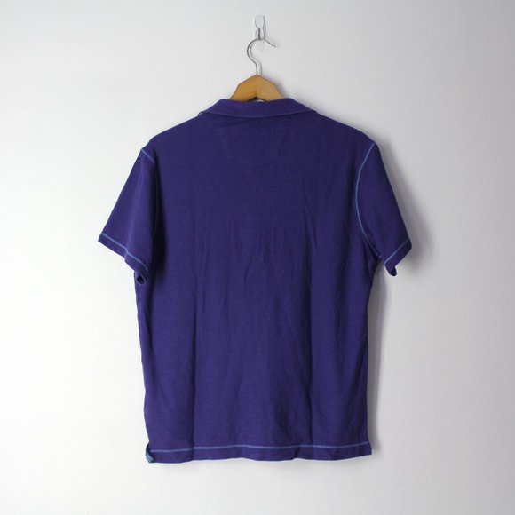 Robert Graham Polo Golf Shirt Mens M Purple Solid abstract flip collar placket - Picture 2 of 10